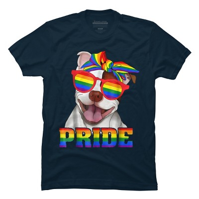 Adult Design By Humans Pit Bull Rainbow Pride Dog By Luckyst T-Shirt