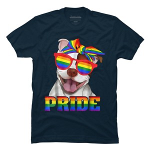 Adult Design By Humans Pit Bull Rainbow Pride Dog By Luckyst T-Shirt - 1 of 2