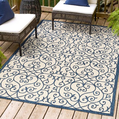 JONATHAN Y Madrid Vintage Filigree Textured Weave Indoor/Outdoor Area Rug