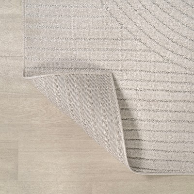 Scandinavian Ivory Geometric 35"x60" Synthetic Area Rug