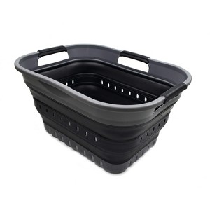 SAMMART 19L (5 Gallon) Collapsible Mini Plastic Laundry Basket with 3 Handles - 1 of 4