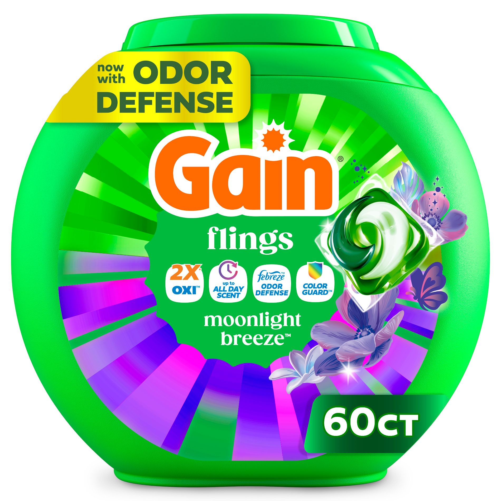 Gain Moonlight Breeze Flings Laundry Detergents - 60ct