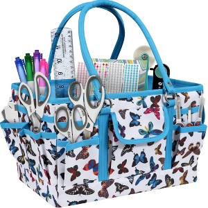 Singer Storage Collapsible Tote Caddy Butterfly Print: Sewing Kit Bag, Polyester, 7.5" H x 12" D x 8.5" W - 1 of 4
