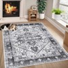 Washable Vintage Floral Medallion Large Rugs for Bedroom Living Room, Non Slip Retro Accent Floor Carpet for Home Office - 4 of 4