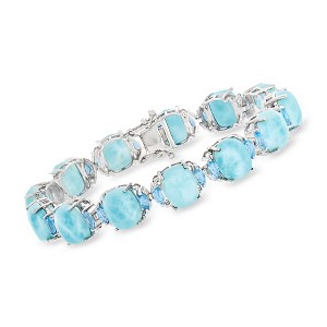 Ross-Simons Larimar and 3.80 ct. t.w. Swiss Blue Topaz Bracelet in Sterling Silver - 1 of 3