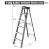 ALEXOUN 6 Step Ladder,Anti-Slip Step,6 Foot Fiberglass Step Ladder with Top Cap for Storing Tools,Durable,for Home or Warehouse, 250LBS Capacity,Gray - 3 of 4