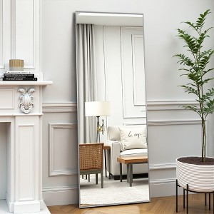 MAYEERTY 64.17x21.26x0.59in Aluminum Thin Edge Right-Angle Rectangle Silver Full-Length Mirror with Stand - 1 of 4