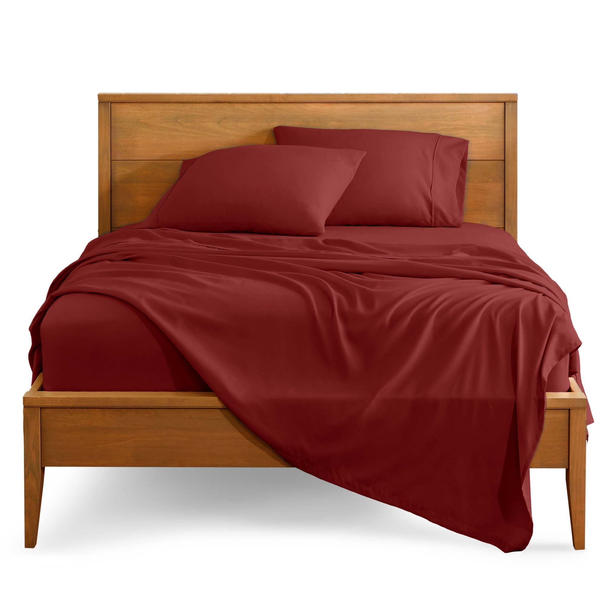 4 Piece Ultra Soft Brushed Easy Care Sheet Set by Bare Home - Full, Rosewood