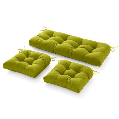 ARTPLAN 3 Pieces Outdoor Chair Cushions Clearance with Ties,44x19x5 Inches,1 Love seat &2 U-Shape Tufted Patio Bench Cushions for Outdoor Furniture