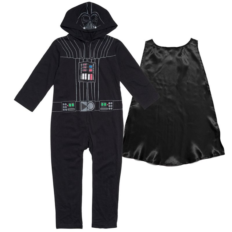 Star Wars Darth Vader Zip Up Cosplay Coverall and Cape Little Kid to Big Kid, 1 of 9