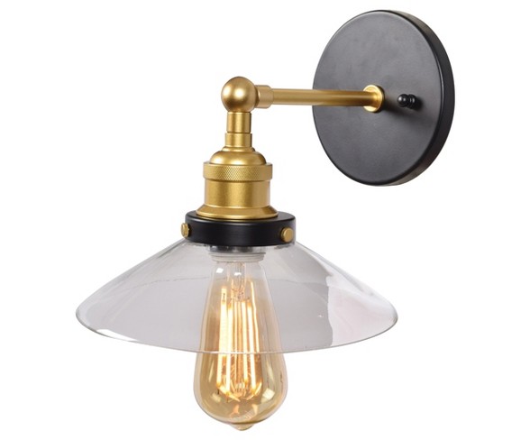 Access Lighting The District Retro Wall Sconce Clear Glass Shade Wall Lights Black