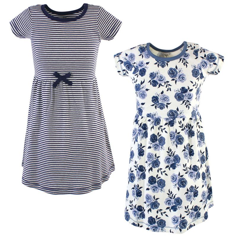 Touched by Nature Big Girls and Youth Organic Cotton Short-Sleeve Dresses 2pk, Navy Floral, 3 of 8