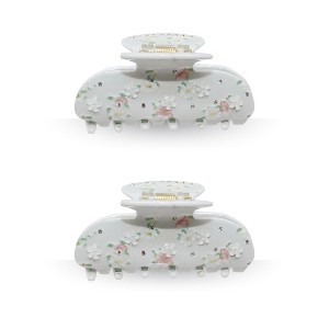 LA Glam Co. Hollywood 3" Claw Clips - All Hair - 2-Pack - Grey Floral - 1 of 1