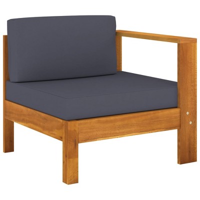 vidaXL Wooden Sofa Dark Grey Solid Acacia Wood 27.6 in x 25.6 in x 23.6 in