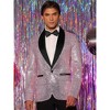INSPIRE CHIC Men's Shawl Lapel One Button Tuxedo Wedding Shiny Sequin Blazer - 2 of 4