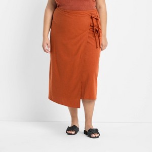 Women's Mid-Rise Linen Midi Wrap Skirt - Future Collective - 1 of 3