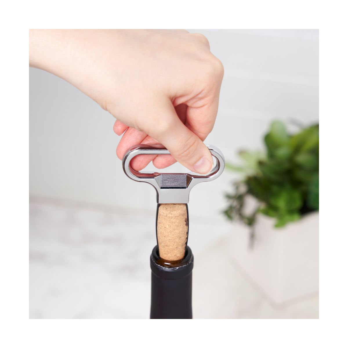 True Jeeves Twin Prong Wine Opener, Wine Cork Remover for Travel, Outdoor Party, Home Bar, Housewarming Gifts, Kitchen, Chrome Handle & Plastic Sheath - thumbnail 3