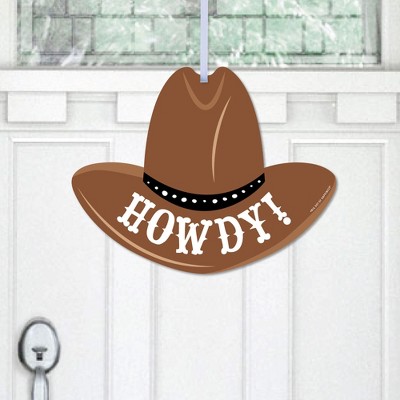 Big Dot of Happiness Western Hoedown - Hanging Porch Wild West Cowboy Party Outdoor Decorations - Front Door Decor - 1 Piece Sign