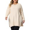 GRACE & GRANDEUR Women's Plus Size Crew Neck Long Sleeve Slit Hem Knit Pullover Sweaters - image 2 of 4