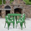 Flash Furniture Commercial Grade 30" Round Metal Indoor-Outdoor Table Set with 4 Arm Chairs - 2 of 4