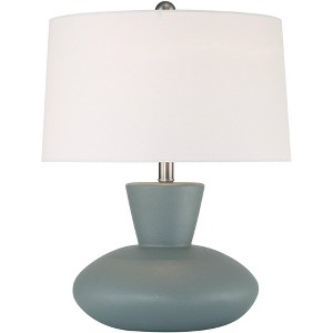 360 Lighting Emil 21 1/2" High Small Mid Century Modern Accent Table Lamp Light Gray Ceramic Single White Shade Living Room Bedroom Bedside Nightstand - 1 of 4