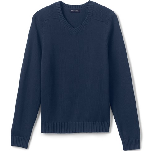 Lands' End School Uniform Men's Cotton Modal V-neck Sweater - Large ...