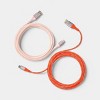 4ft USB-A to USB-C Braided Cable 2pk - heyday™ Cosmetic Pink Poppy - 3 of 3