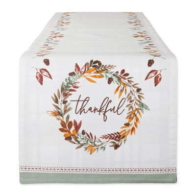 14"x72" Thankful Autumn Wreath Reversible Embellished Table Runner - Design Imports