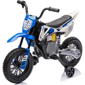 12V Kids Electric Dirt Bike with Training Wheels, 3mph Speed, Twist Throttle, Music, Ride On Motorcycle Toy for Toddlers - 1 of 4