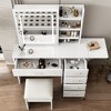 TIRAMISUBEST Fashion Makeup Vanity Set with LED Lighted Mirror and Cushioned Stool, Vanity Desk Vanity Table with 5 Drawers and Open Shelves - 3 of 4