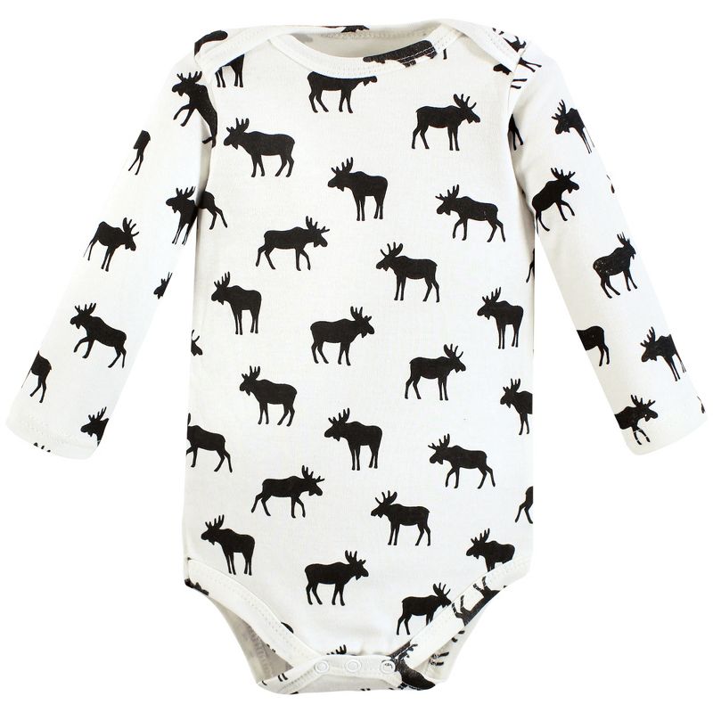 Hudson Baby Infant Boy Cotton Long-Sleeve Bodysuits, Winter Moose 3-Pack, 6 of 7