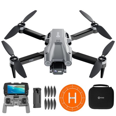 Contixo F25 Foldable Drone 1080p FHD Camera - FAA-Exempt - FPV Screen, GPS, Smart Modes, Brushless Motors, Travel Case Compact Drone for Beginners