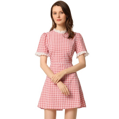 Allegra K Women's Peter Pan Collar Fit And Flare Mini Plaid Tartan A Line  Dresses Yellow X-large : Target