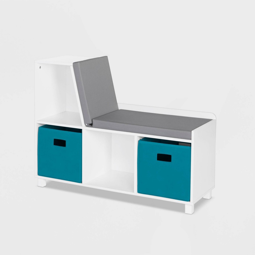 Photos - Chair Kids' Book Nook Collection Cubby Storage Bench with 2 Bins Turquoise - Riv