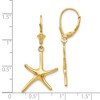 Black Bow Jewelry Polished Pencil Starfish Lever Back Earrings in 14k Yellow Gold - 4 of 4