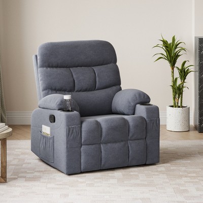 GlasFlength Accent Recliner Chairs, Wide Recliner, Adjustable Single Recliner Chair, for Living Room, Bedroom, Apartment, Gray, 34.3"*36.6"*42.1"