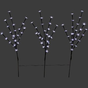 Northlight Set of 3 Pre-Lit Cherry Blossom Artificial Tree Branches, 72 Pure White LED Lights - 1 of 4