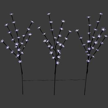 Northlight Set of 3 Pre-Lit Cherry Blossom Artificial Tree Branches, 72 Pure White LED Lights