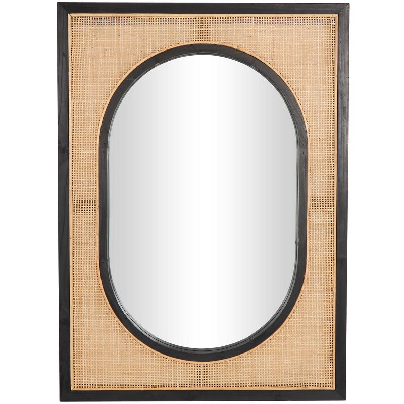 42&#34;x30&#34; Rattan Wall Mirror with Black Accent Frames Brown - Olivia &#38; May, 1 of 6