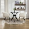 Set Of 2 Dining Chairs with Black Metal Legs,Boucle Fabric Dining Chair with Wing Back, Leisure Armchair Upholstered Accent Kitchen Chairs-Cuddlewood - 3 of 4