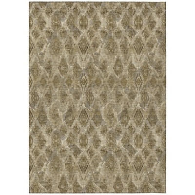 Brown Beige And Tan Geometric Washable Indoor Outdoor Area Rug