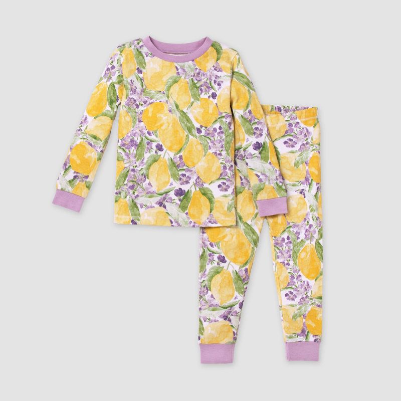 Burt&#39;s Bees Baby&#174; Girls&#39; Floral Snug Fit Pajama Set - Purple, 1 of 6