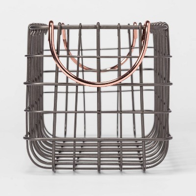 Photo 1 of 16X6X6 inches Wire Tank Top Basket with Handle Copper - Threshold 4 pack 