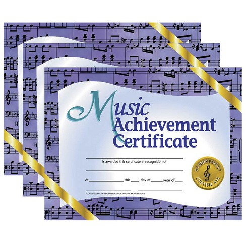 Hayes Publishing Music Achievement Certificate 8.5