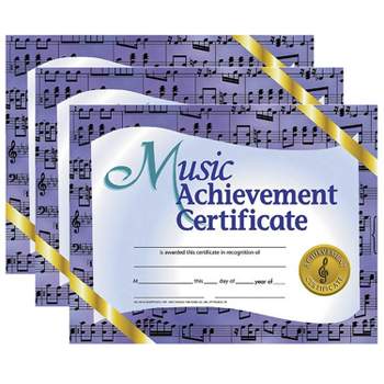 Hayes Publishing Music Achievement Certificate 8.5" x 11" Purple 30 Per Pack 3 Packs (H-VA536-3)