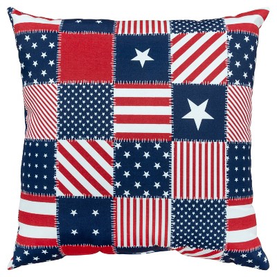 22"x22" Oversize Poly Filled Square Throw Pillow Red/White/Blue - Rizzy Home: Canvas Texture, Indoor & Outdoor Use