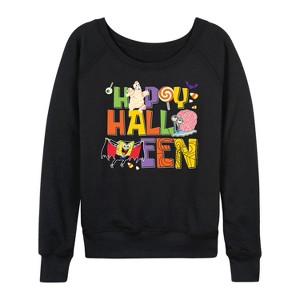 Women's - SpongeBob SquarePants - Happy Halloween Lightweight French Terry Wide Neck Long Sleeve Shirt - 1 of 4