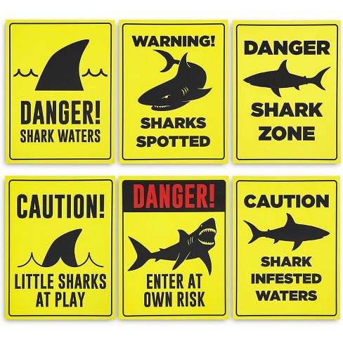 6 Pack Shark Zone Party Signs Ocean Pool Party Supplies And Decorations For Boys Kids Birthday Baby Shower Photo Props Yellow 11 X 8 6 Target