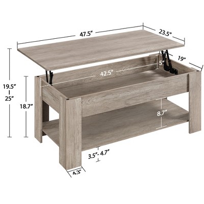 Yaheetech Lift Top Coffee Table With Hidden Compartment & Open Shelf ...