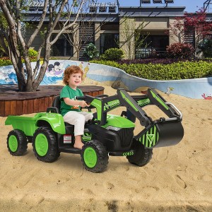 Jojoka 12V 3 in 1 Kids Ride On Excavator & Tractor with Remote, Detachable Trailer, Digger, Music - 1 of 4
